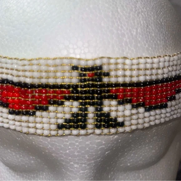 *SOLD on EBAY NATIVE AMERICAN BEADED HEAD BAND, CHOKER,  HAT BAND,18”x1” phoenix - Picture 6 of 7